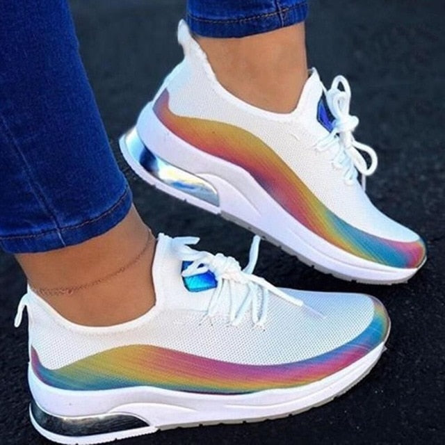 Women Colorful Cool Sneaker Ladies Lace Up Vulcanized Shoes Casual Female Flat Comfort Walking Shoes Woman 2020 Fashion - KMTELL