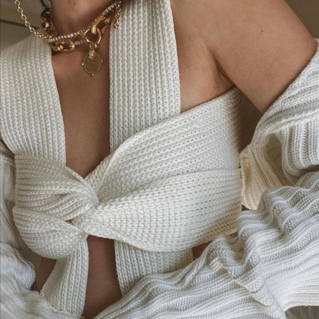 Cryptographic Fall Winter Knitted Crop Tops Sweaters Sleeveless Pullover Female Bandage Sweater Solid Chic Fashion Top Women - KMTELL