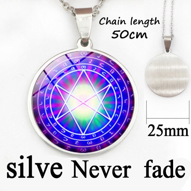 New product Best selling Colorful Pentagram Wicca Pendant Necklace Japan Occult jewelry Glass Cabochon necklace women - KMTELL