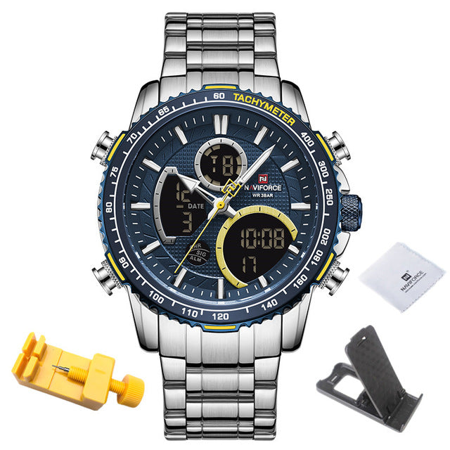 NAVIFORCE Men Watch Top Luxury Brand Big Dial Sport Watches Mens Chronograph Quartz Wristwatch Date Male Clock Relogio Masculino - KMTELL