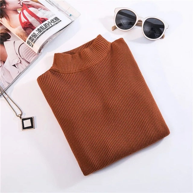 Marwin New-coming Autumn Winter Tops Turtleneck Pullovers Sweaters Primer shirt long sleeve Short Korean Slim-fit tight sweater - KMTELL
