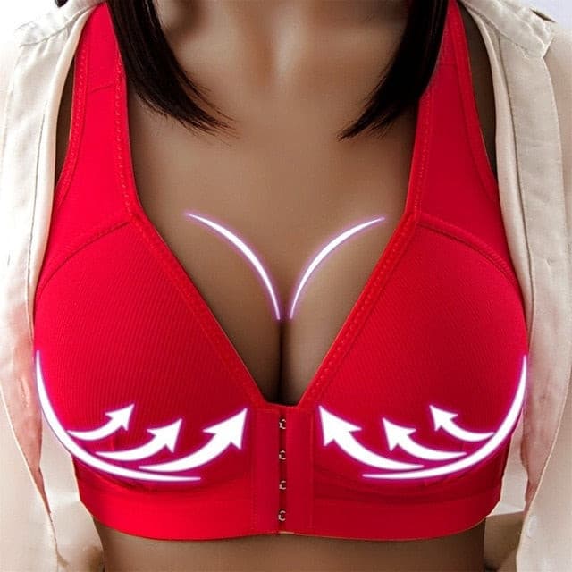 Sexy Plus Size Push Up Bra Front Closure Solid Color Brassiere Wire Free Bralette Seamless Bras For Women Hot Sale - KMTELL
