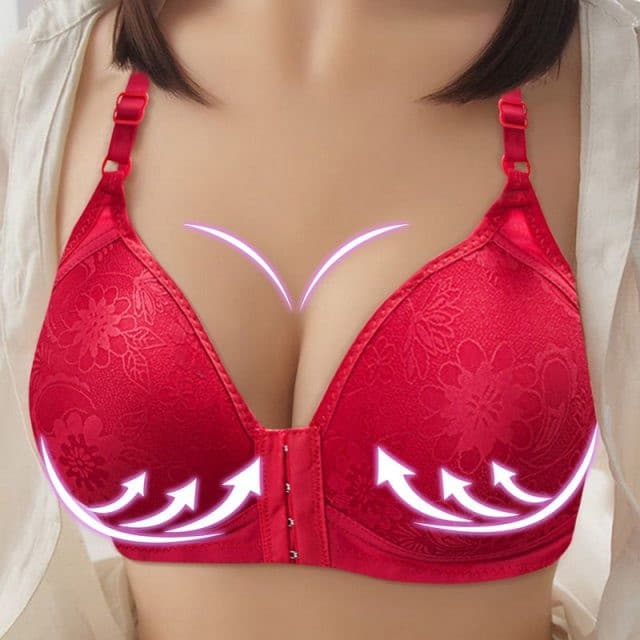 Sexy Plus Size Push Up Bra Front Closure Solid Color Brassiere Wire Free Bralette Seamless Bras For Women Hot Sale - KMTELL