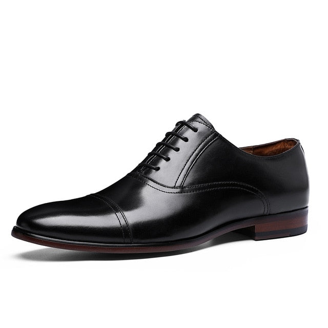 DESAI Brand Full Grain Genuine Leather Business Men Dress Shoes Retro Patent Leather Oxford Shoes For Men EU Size 38-47 - KMTELL