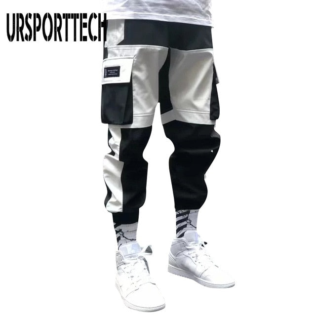 Hip Hop Joggers Men Letter Ribbons Cargo Pants Pockets Track Tactical Casual Techwear Male Trousers Sweatpants Sport Streetwear - KMTELL