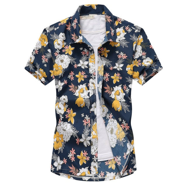 2021 Fashion Mens Short Sleeve Hawaiian Shirt Fast drying Plus Size Asian Size M-5XL Summer Casual Floral Beach Shirts For Men - KMTELL