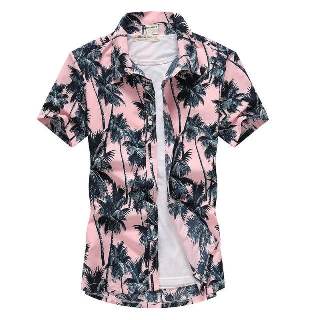 2021 Fashion Mens Short Sleeve Hawaiian Shirt Fast drying Plus Size Asian Size M-5XL Summer Casual Floral Beach Shirts For Men - KMTELL