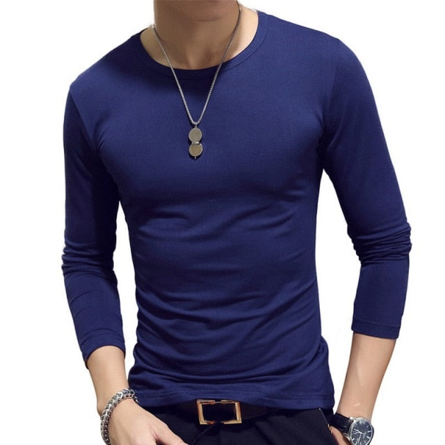 SHUJIN 2021 Men Casual T Shirts Long Sleeve Print Tops V Neck Slim Tees Shirt Summer Mens Clothing Tshirt Oversized Undershirts - KMTELL