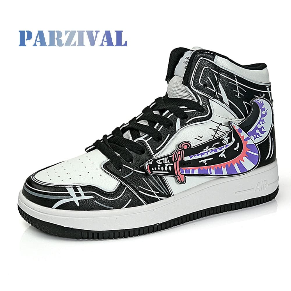 PARZIVAL High Quality Men Vulcanized shoes New High Top Casual shoes Men Autumn Leather Sneakers Anime Shoes Plus Size Male Flat - KMTELL