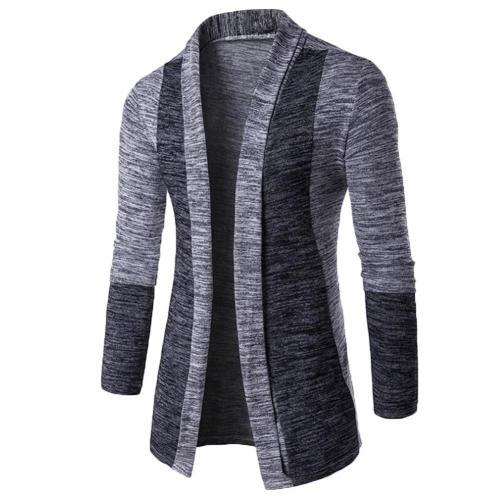 New retro men's sweater men's cardigan stitching contrast color long-sleeved slim-fit sweater jacket outer wear versatile fit - KMTELL