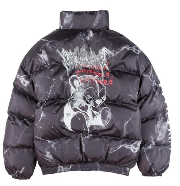 Hip Hop Jacket Parka Hurt Bear Print Men Winter Oversize Windbreaker Streetwear Harajuku Padded Jacket Coat Warm Outwear Hipster - KMTELL