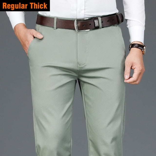 2020 Autumn New Men's Bamboo Fiber Casual Pants Classic Style Business Fashion Khaki Stretch Cotton Trousers Male Brand Clothes - KMTELL