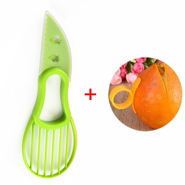 3 In 1 Avocado Slicer Shea Corer Butter Fruit Peeler Cutter Pulp Separator Plastic Knife Kitchen Vegetable Tools Kitchen Gadgets - KMTELL