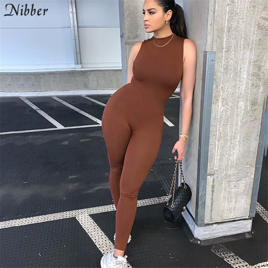 Nibber Summer Solid Basic Black White Jumpsuit Overalls Women's Clothing 2021 Street Casual Activity Wear Fitness Outfit Female - KMTELL