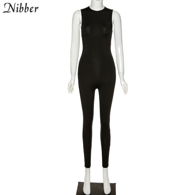 Nibber Summer Solid Basic Black White Jumpsuit Overalls Women's Clothing 2021 Street Casual Activity Wear Fitness Outfit Female - KMTELL