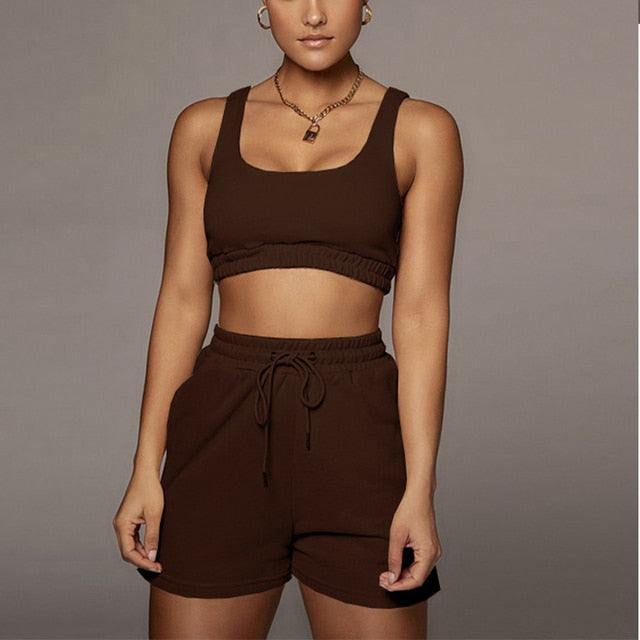 Women Set With Skirt Solid Slim Ladies Skirts Suit Sleeveless Sweatshirt Crop Tops And Split Lace Up Bottom 2021 Summer Fashion - KMTELL