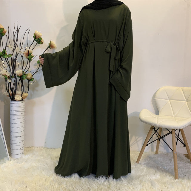Muslim Fashion Hijab Long Dresses Women With Sashes Solid Color Islam Clothing Abaya African Dresses For Women Musulman Djellaba - KMTELL