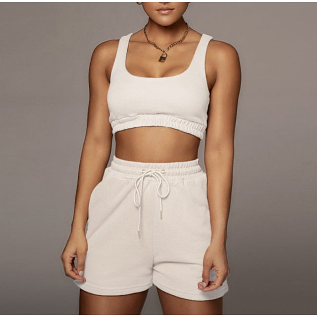 Women Set With Skirt Solid Slim Ladies Skirts Suit Sleeveless Sweatshirt Crop Tops And Split Lace Up Bottom 2021 Summer Fashion - KMTELL