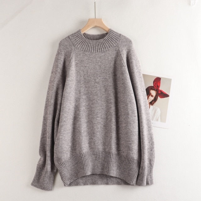 MASTGOU Oversized Winter Thick Sweater Women Knitted Cashmere Pullover Sweater Long Sleeve Turtleneck Loose Jumper Warm Pull - KMTELL