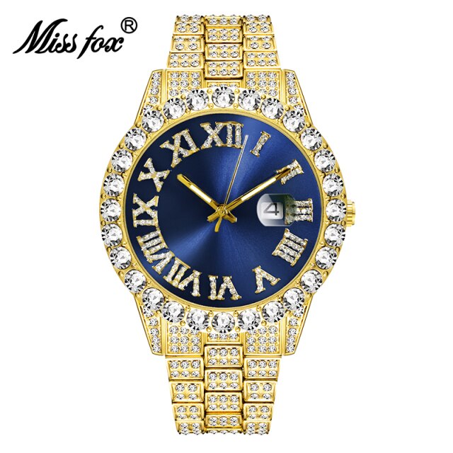 MISSFOX Watch Men Fashion Classic Full Diamond Calendar Original Luxury Male Watches Dropshipping 2020 Best Selling Products - KMTELL