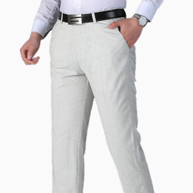 Summer New Middle-aged Men's Business Casual Trousers Spodnie Slim Fit Linho Baggy Pants Dropshipping 2020 Best Selling Products - KMTELL