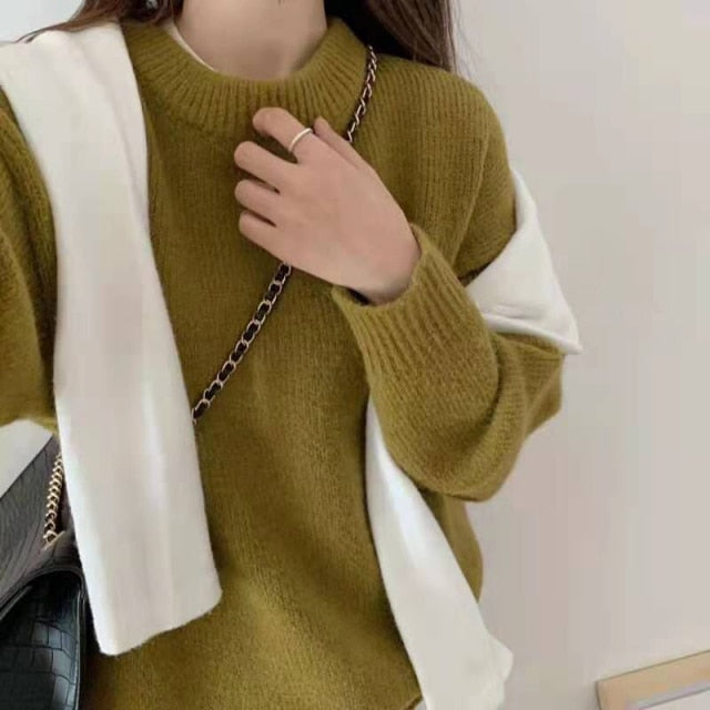 WYWM Cashmere Elegant Women Sweater Oversized Knitted Basic Pullovers O Neck Loose Soft Female Knitwear Jumper - KMTELL