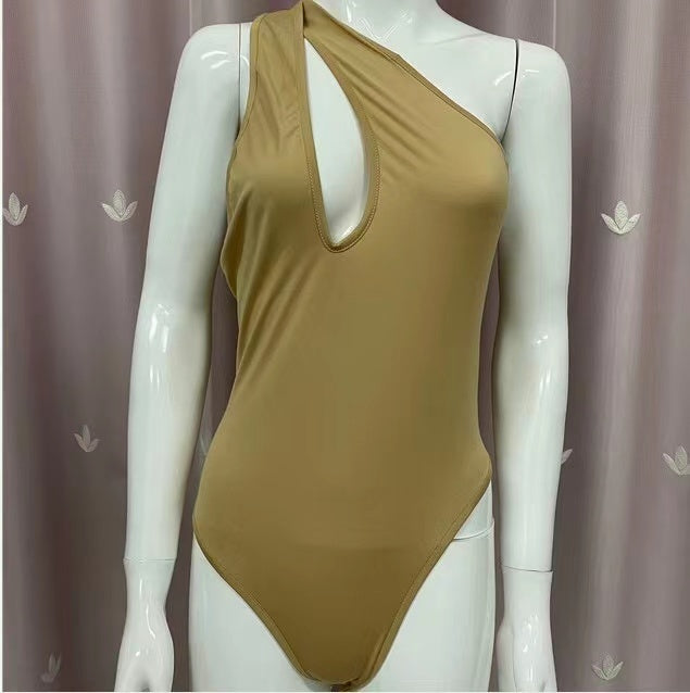 MeiKeDaiNicey One Shoulder Bodycon Bodysuit Women Cut Out Sexy Bodysuit 2021 Ladies Summer Overalls Body Femme - KMTELL