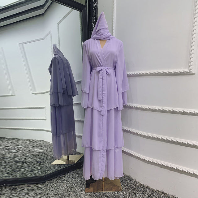 Ramadan Eid Mubarak Chiffon Open Abaya Kimono Dubai Turkey Islam Kaftan Muslim Dress Clothes Abayas For Women Robe Femme Caftan - KMTELL