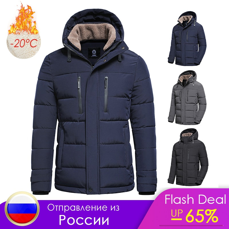 Men 2022 Winter New Classic Warm Fleece Detachable Hat Parkas Jacket Coat Men Autumn Outwear Outfits Pockets Parka Jackets Men - KMTELL