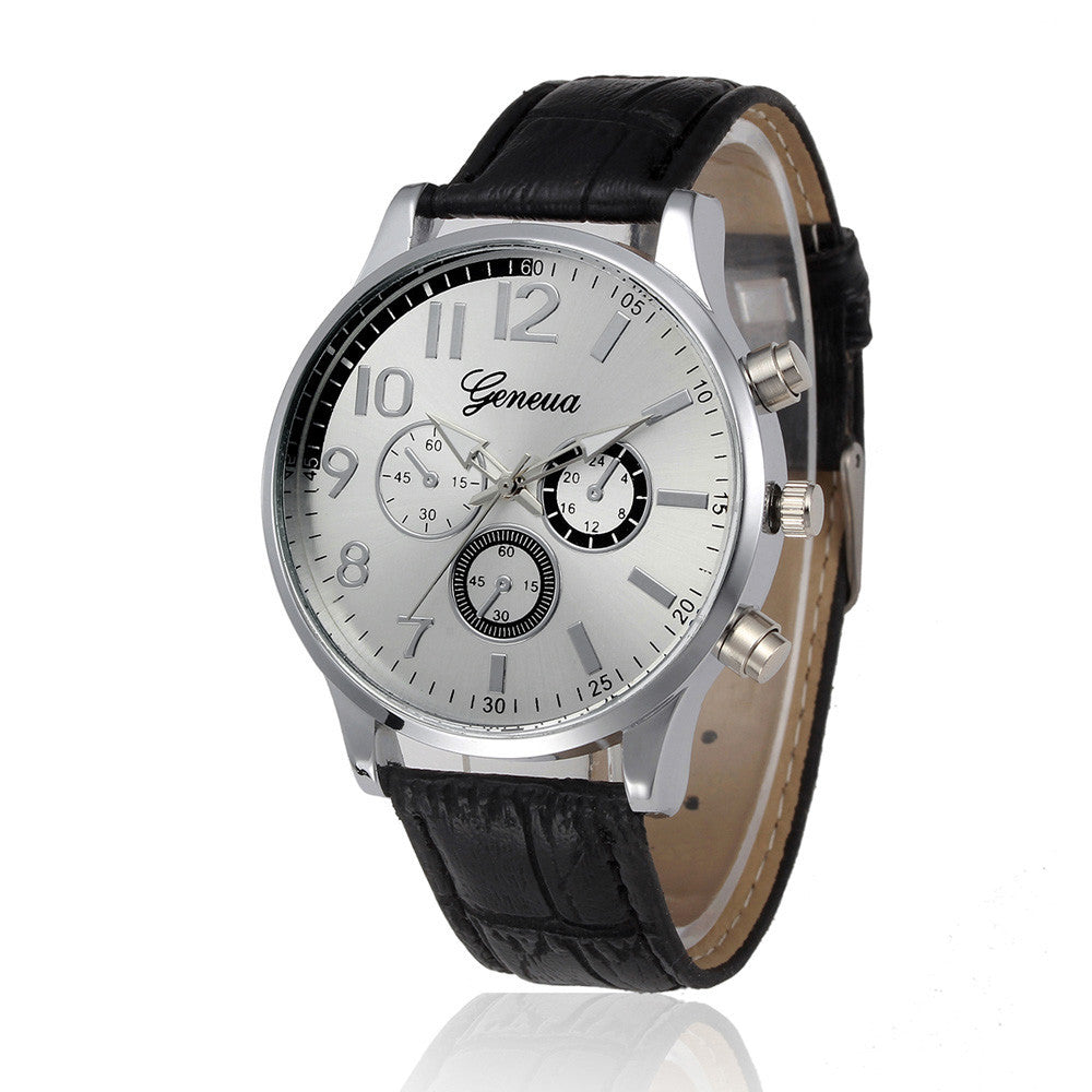 New Fashion Busniess Mens Watches PU Leather Geneva Clock Men Retro Design Vintage Quartz Wrist Watches For Men Montre Homme &22 - KMTELL