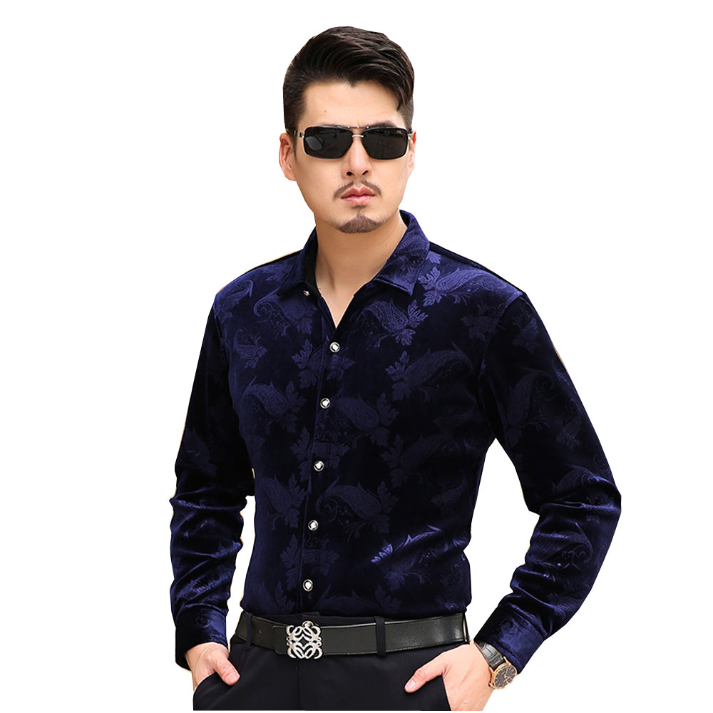 KUYOMENS Men Shirts Long Sleeve Velvet Dress Shirt Man Business High Quality Chemise Masculina Camisa Vetement Homme - KMTELL