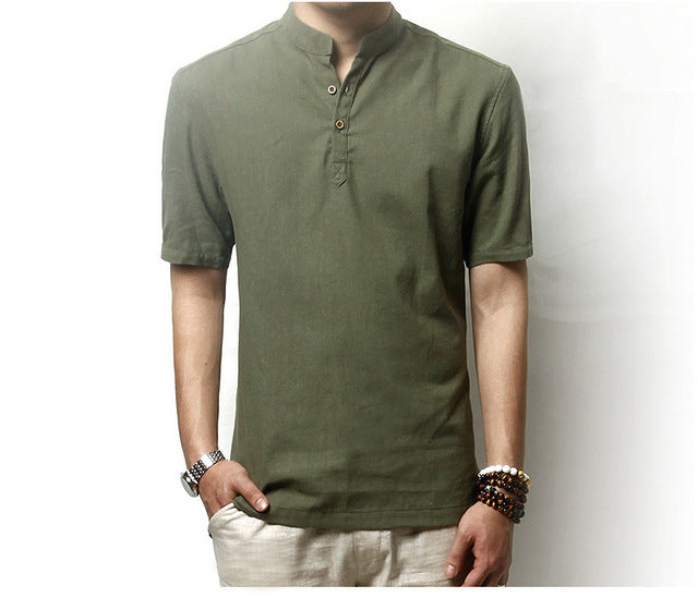Mwxsd high quality Summer Mens linen Shirt Casual loose Men Dress Short-Sleeve Shirts plus size 3xl - KMTELL
