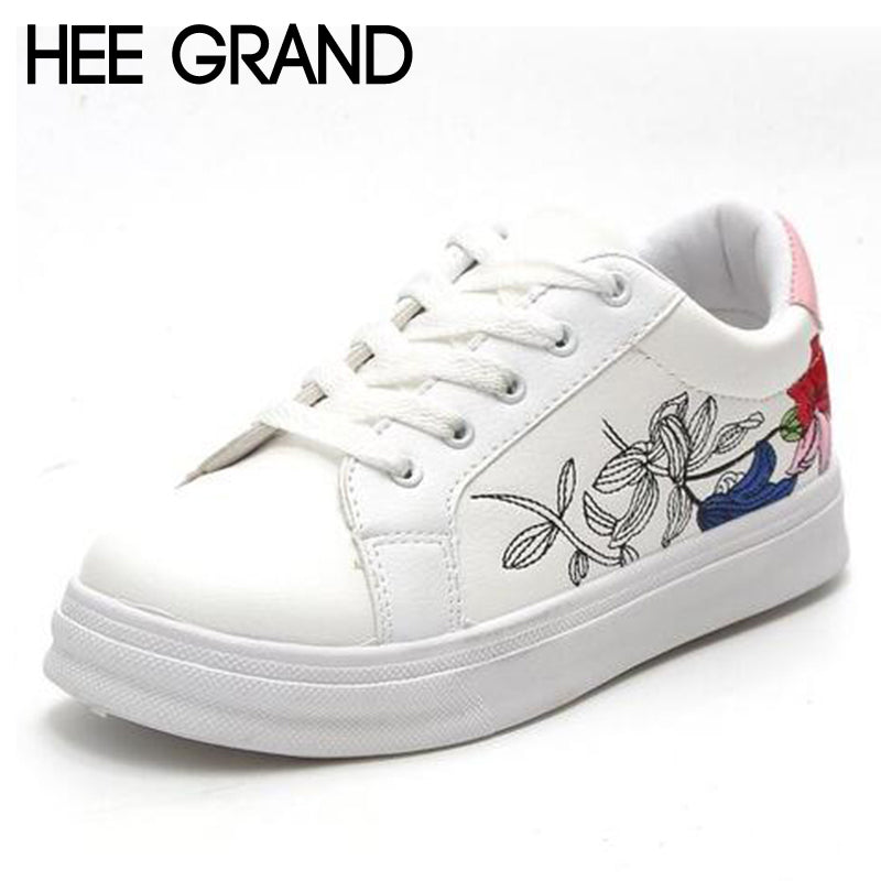 HEE GRAND Flower Decoration Women Casual Shoes Lace-up Women Flats Comfortable Women Shoes Vulcanized shoes XWD6521 - KMTELL