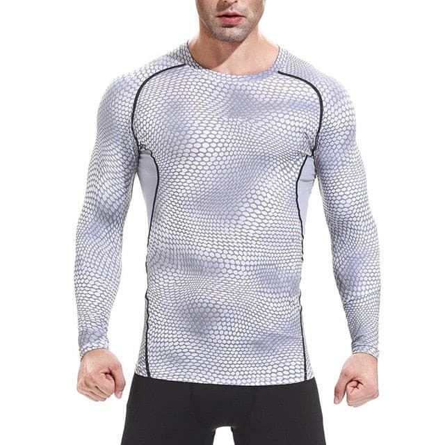 New Compression T Shirt Male Quick Dry Breathable Elastic Fitness Tights Muscle Tees Men Brand High Quality Long Sleeve T-shirt - KMTELL