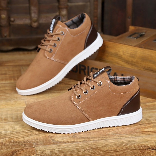 Flock Men Casual Shoes Flat Sneakers Lace-Up Men's Footwear Breathable Classic Solid Male Shoes Light Summer Casual Shoes AET654 - KMTELL