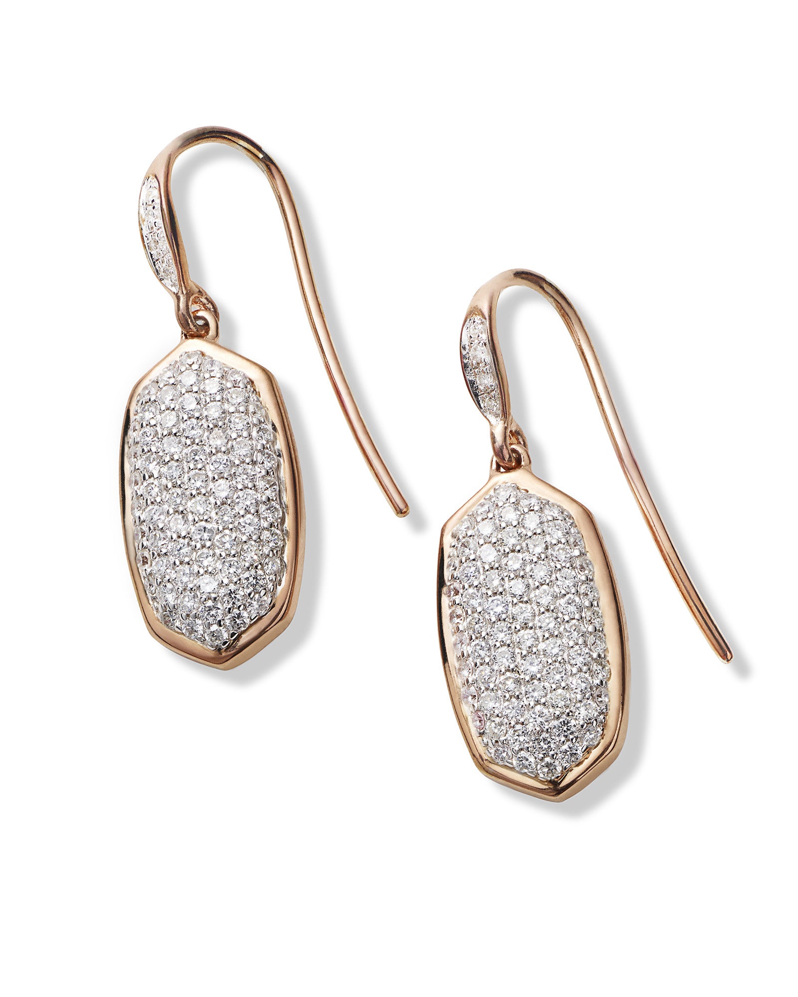 Made with Swarovski Crystal 18K Rose Gold Pave Drop Earrings - KMTELL