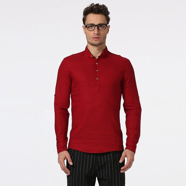 Men's Pullover Dress Shirts New 2018 Spring Autumn Cotton Linen Mens Casual Shirt High Quality Men Slim Fit Social Shirts - KMTELL