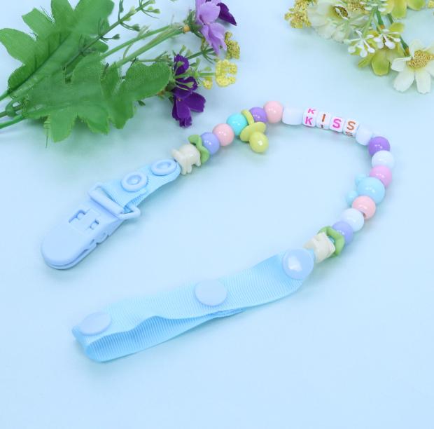 Newborn Baby Pacifier Clips Nipple Chain Hand Made Colourful Cute Letter Beads Dummy Clip Baby Kids Soother Nipple Toys Holder - KMTELL