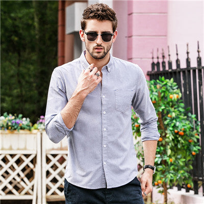 GustOmerD 2018 Men's Solid Color Shirt Slim Fit Fashion Long Sleeve Casual Business Shirts Men Dress Shirts High Quality Camisas - KMTELL