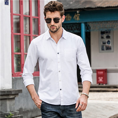 GustOmerD New 2018 Men's Shirt Slim Fit Fashion Long Sleeve Solid Color Casual Business Shirts High Quality Men Dress Shirts - KMTELL