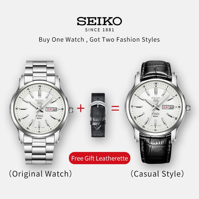 100% Original SEIKO 5 Automatic Move Men Watch Mechanical Wristwatches 5 bar Water Resistance Luminous Global Warranty SNKM87J1 - KMTELL