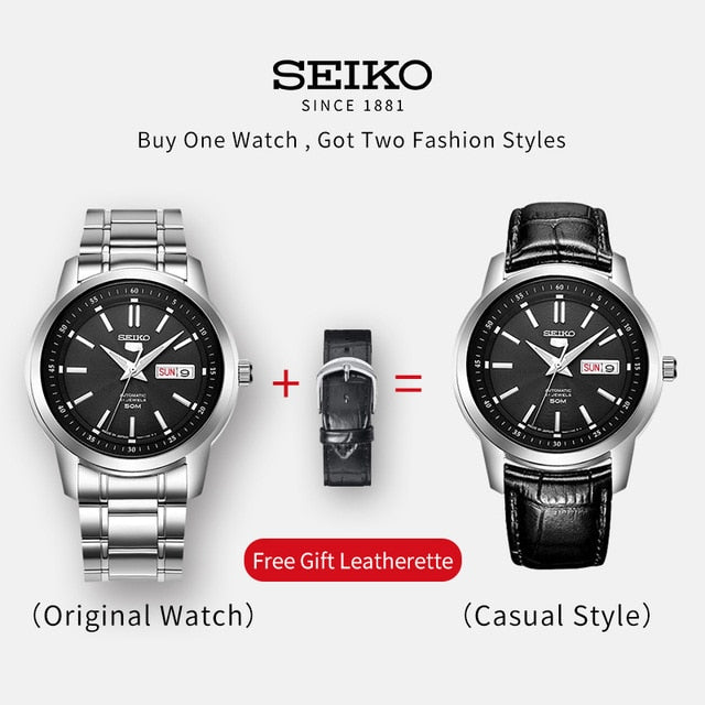 100% Original SEIKO 5 Automatic Move Men Watch Mechanical Wristwatches 5 bar Water Resistance Luminous Global Warranty SNKM87J1 - KMTELL